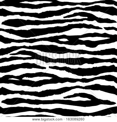 Zebra Stripes black and white pattern. Seamless vector.