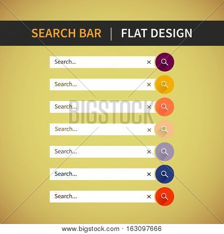 Colorful Web Set Of Search Bar For Website, Mobile App.