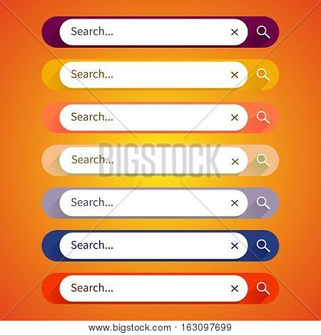 Colorful Web Set Of Search Bar For Website, Mobile App.