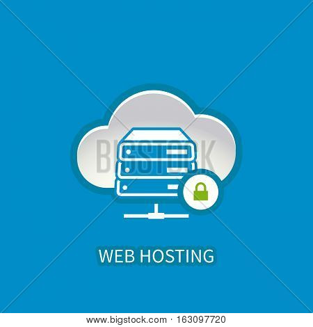 Web Hosting Server Icon With Internet Cloud Storage Computing Network Connection Sign.