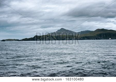 Cape Horn Lighthouse with Outpost and Chile Flag Drake Passage Chile