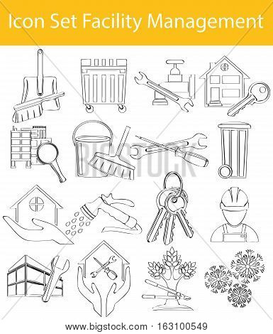 Drawn Doodle Lined Icon Set Facility Management I