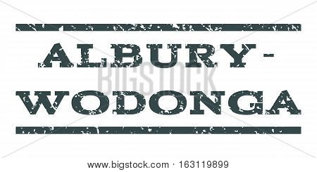 Albury-Wodonga watermark stamp. Text caption between horizontal parallel lines with grunge design style. Rubber seal stamp with scratched texture.