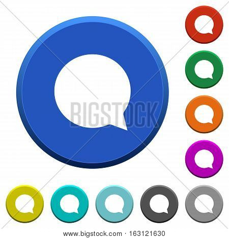 Chat round color beveled buttons with smooth surfaces and flat white icons