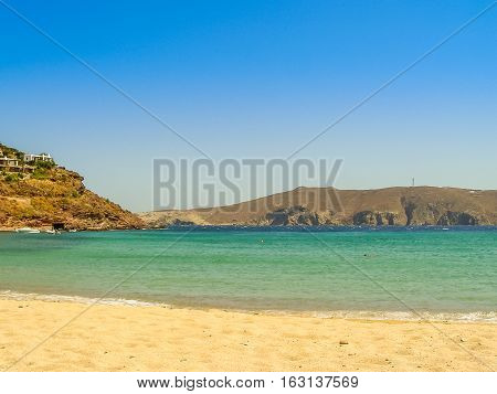 Ftelia Beach Under The Blue Sky In Mykonos, Greece