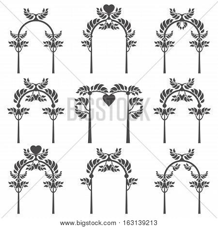 Set of abstract foliate arch. Fantasy arch.