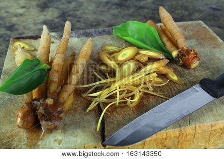 finger root Ingredients for Thai Cuisine on white background