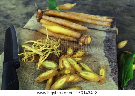 finger root Ingredients for Thai Cuisine on white background