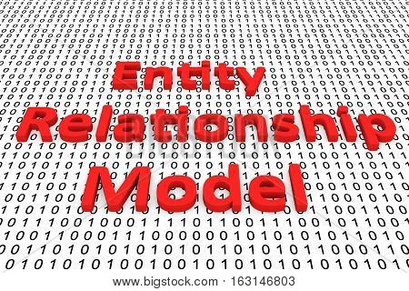 Entity relationship model in the form of binary code, 3D illustration