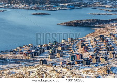 View From Above To The Streets And Buildings Of Nuuk, Greenland