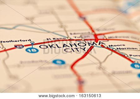 an oklahoma city area on a map