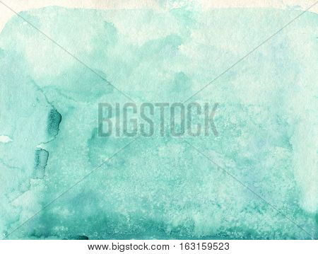 Absrtact soft watercolor backgraund. Hand painted light watercolor blue sky and clouds art, turquoise vibrant paper texture