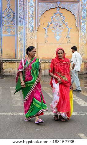 Indian Women On Street In Jaipur, India
