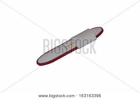 Pregnancy test with positive result - isolated on white background