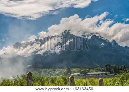 The scenery of Chiangdao mountain the 3rd highest mountains peak in Thailand.