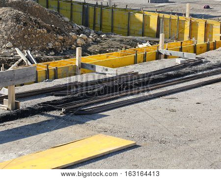 Building Material During The Construction Of The Perimeter Walls