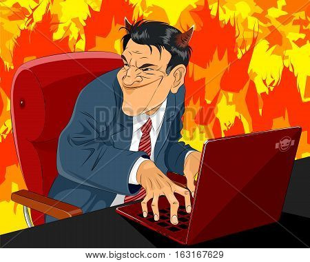 Vector illustration of a devil in business suit