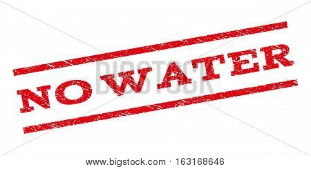 No Water watermark stamp. Text caption between parallel lines with grunge design style. Rubber seal stamp with scratched texture. Vector red color ink imprint on a white background.