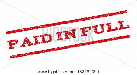 Paid In Full watermark stamp. Text tag between parallel lines with grunge design style. Rubber seal stamp with scratched texture. Vector red color ink imprint on a white background.