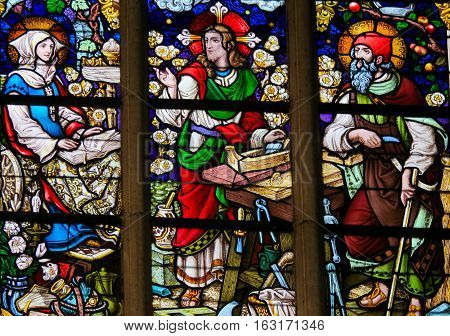 Stained Glass - Jesus Christ As A Carpenter