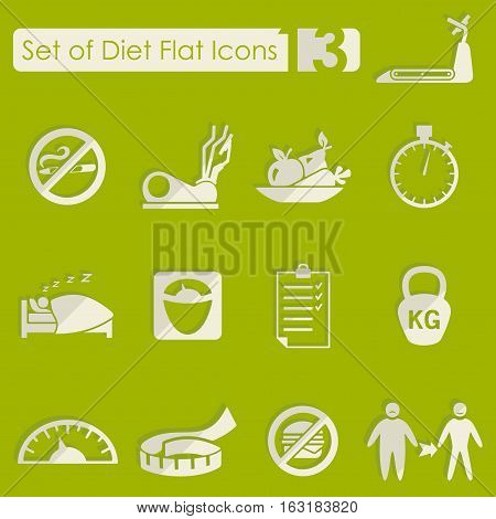 Set of diet flat icons for Web and Mobile Applications
