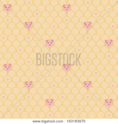 Seamless pattern with cute pigs. Background for kids.