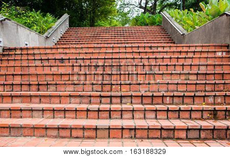 Red Brick Stairway in the garden background