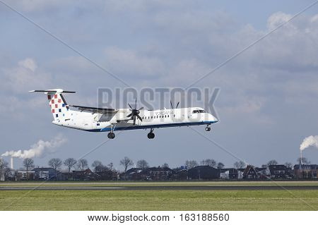 Amsterdam Airport Schiphol - Croatia Airlines Bombardier Dash 8 Lands