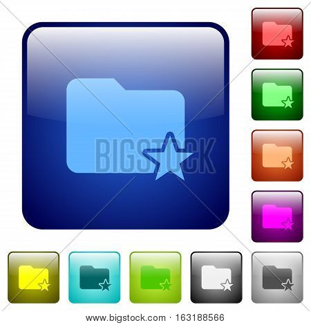 Rank folder icons in rounded square color glossy button set