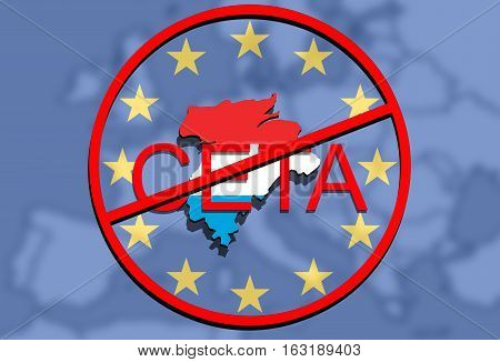 Anty Ceta - Comprehensive Economic And Trade Agreement, Luxembourg Map On Europe Background