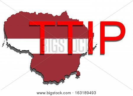 Ttip - Transatlantic Trade And Investment Partnership On Lithuania Map