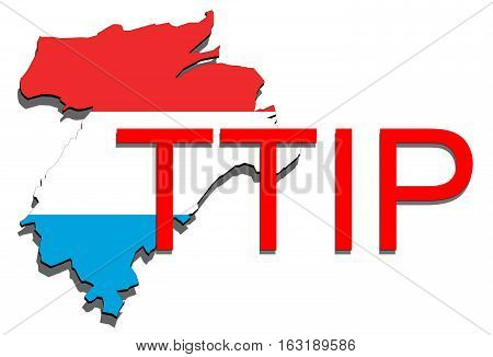 Ttip - Transatlantic Trade And Investment Partnership On Luxembourg Map
