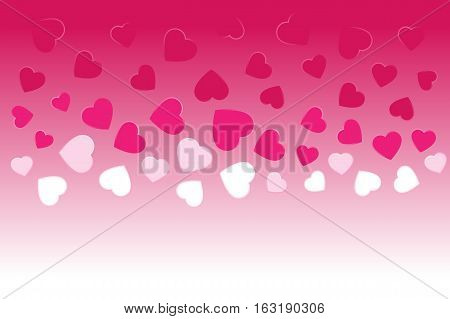 Bright vector gradient background with pink and white hearts