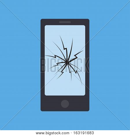 Phone broken vector icon. Smartphone sign with cracked screen. Icon isolated from background. Phone with broken glass concept. Damaged phone.