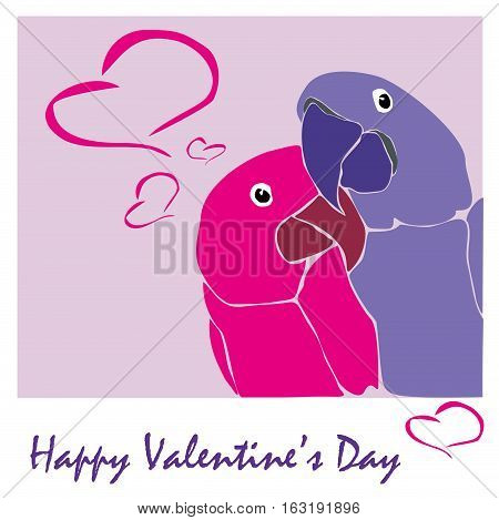 Valentine's day card with pair of parrots