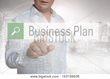 Businessplan Browser Touchscreen Is Operated By Man