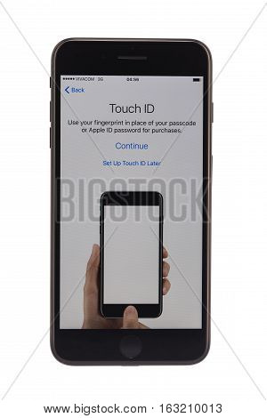 Varna Bulgaria - December 04 2016: Studio shot of a black Iphone 7 plus with Dual 12 MP Camera quad-core 223 GHz and 1080 x 1920 pixels Display Resolution