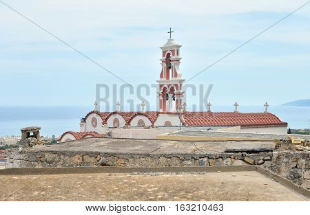 Old church in Piskopiano town on Crete Greece.