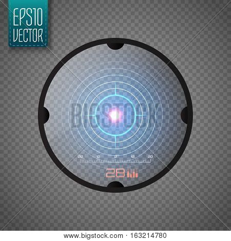 Sniper scope isolated. Neon target concept. Game Interface Element. Vector illustration