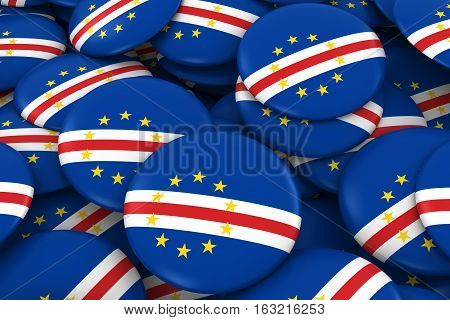 Cape Verde Badges Background - Pile Of Cabo Verdean Flag Buttons 3D Illustration