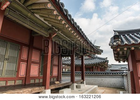 Suwon, South Korea - December 23, 2016:  Hwaseong Haenggung Palace - Beautiful Traditional Architect