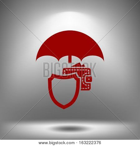Wallet Protection Icon. Flat Design.