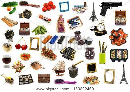 Mega pack of detailed objects isolated on white. Stock vector photo