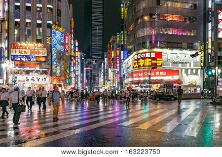 People At Pedestrian Crossing In Kabukicho Ichibangai