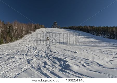 Ski In Dolni Morava Village In Jeseniky Mountains
