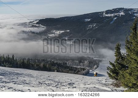 Ski In Dolni Morava Village In Jeseniky Mountains
