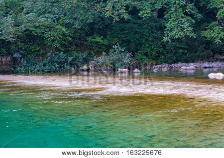 Clear Waters Of Kiso River. Kiso Valley, Nagano Prefecture, Japan
