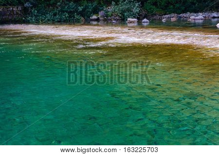 Clear Waters Of Kiso River. Kiso Valley, Nagano Prefecture, Japan