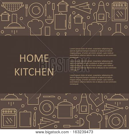 Template articles on home kitchen with space for your text. Vector illustration.