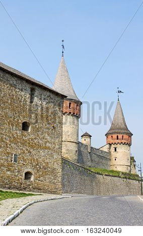 Famous old fort with towers n Kamjanets-Podolsk, Ukraine